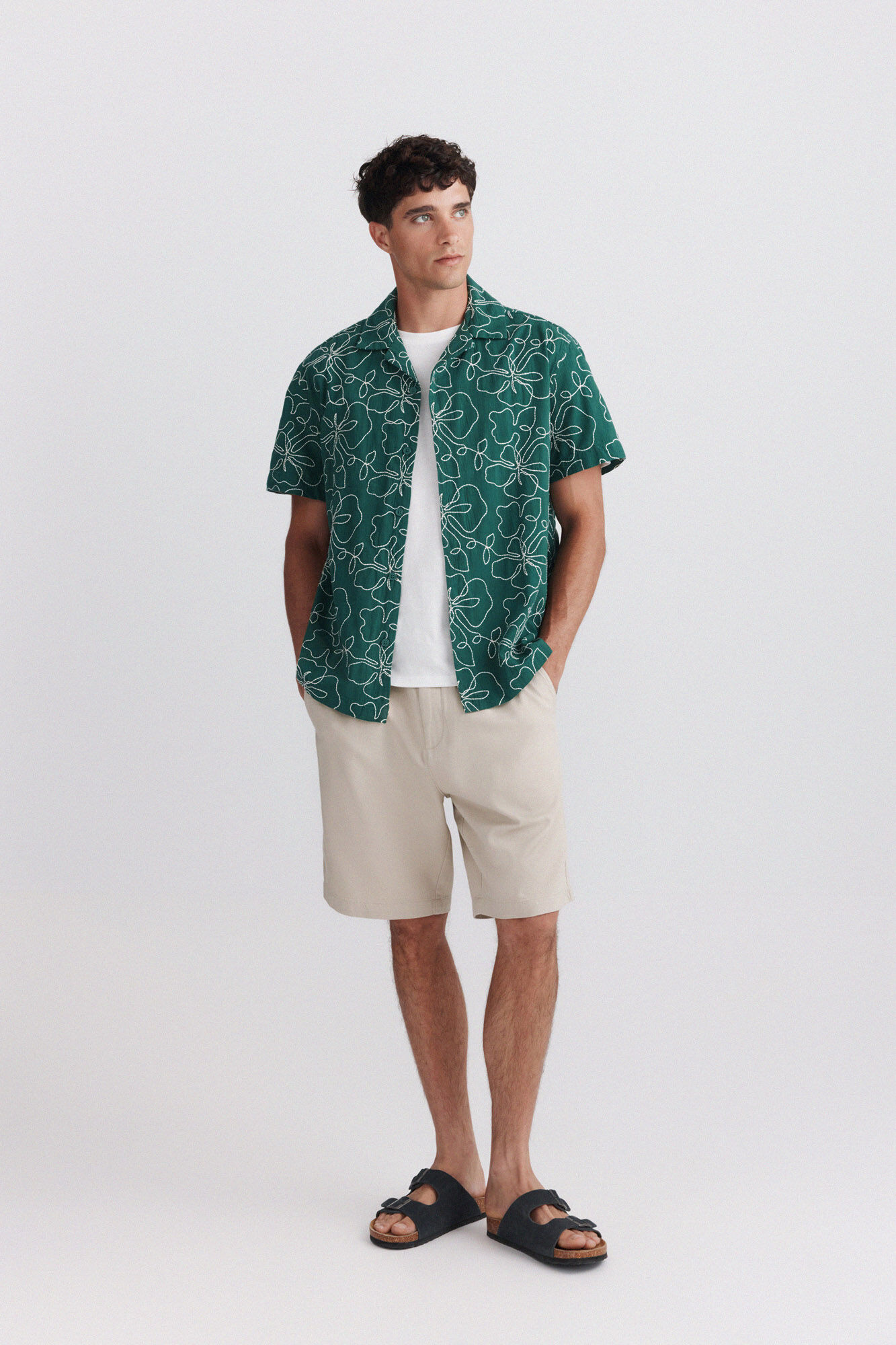 Springfield Camisa bowling de manga corta bordada