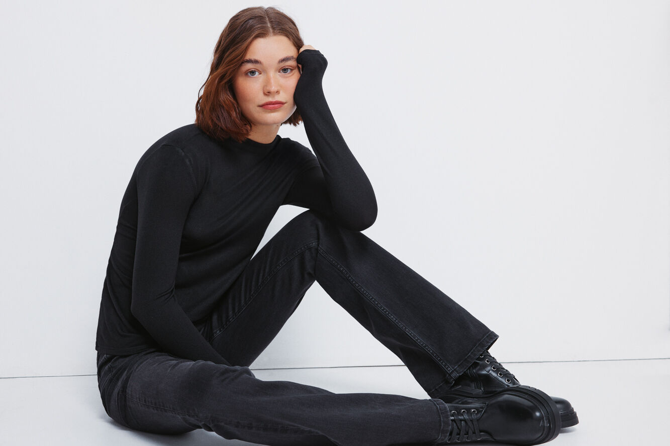 Springfield Playera de cuello Perkins de soft touch negro