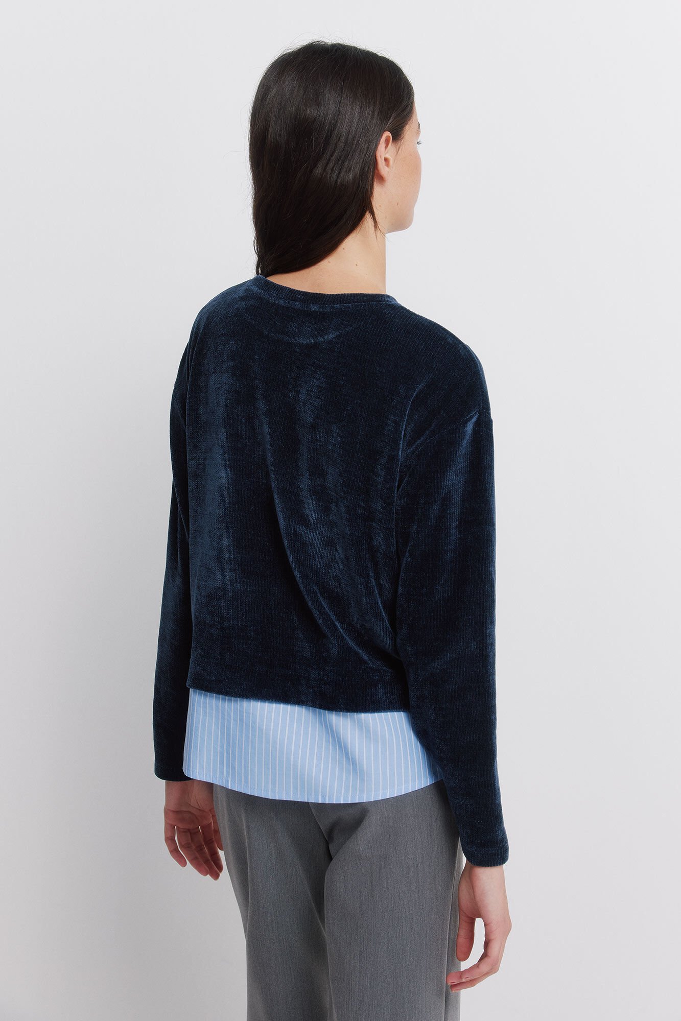 Springfield Playera Chenilla bimateria azul