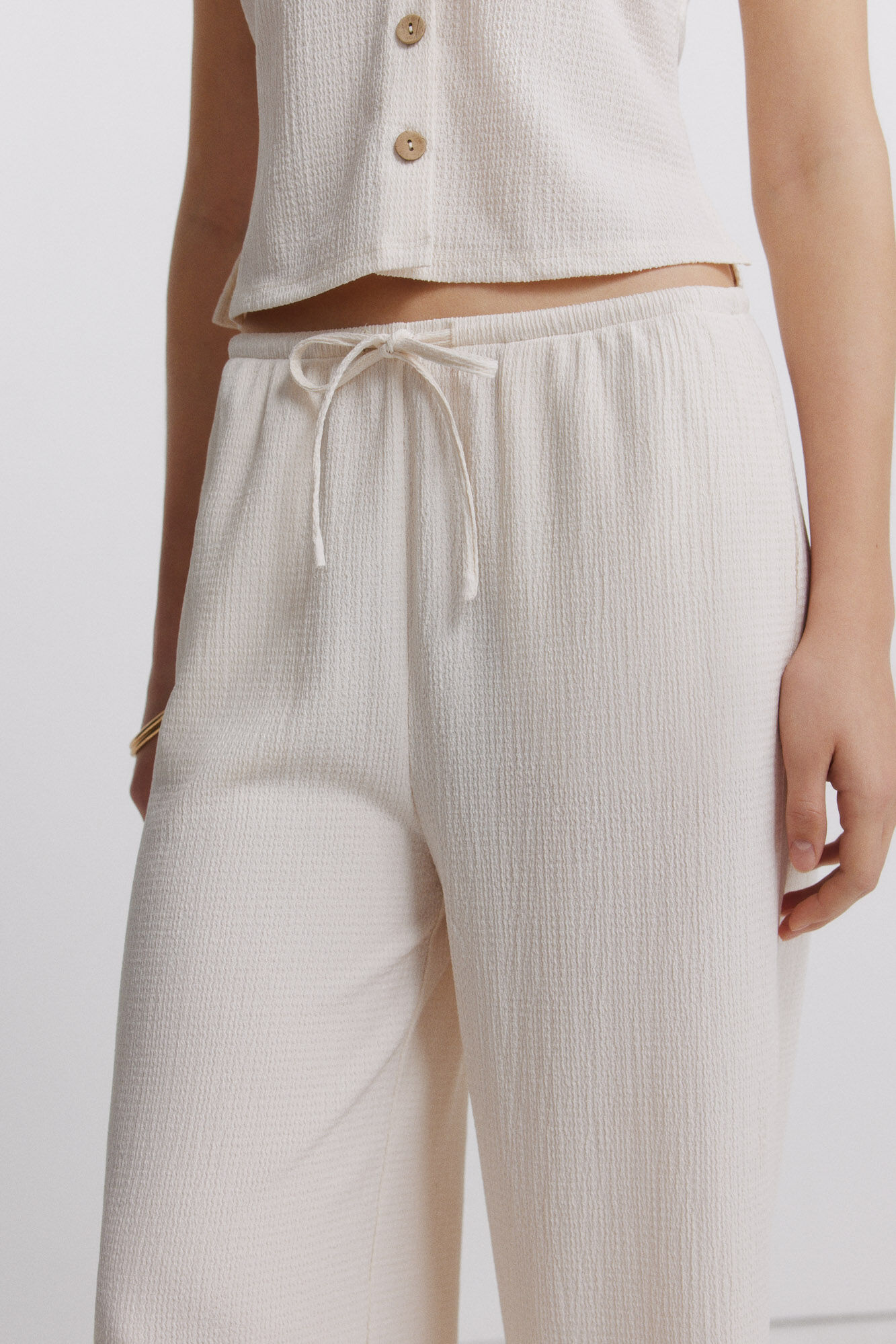 Springfield Pantal&oacute;n largo con cord&oacute;n marfil