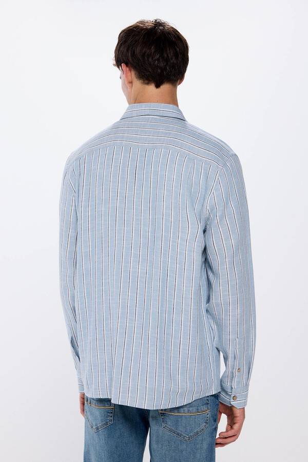 Springfield Camisa rústica rayas azul