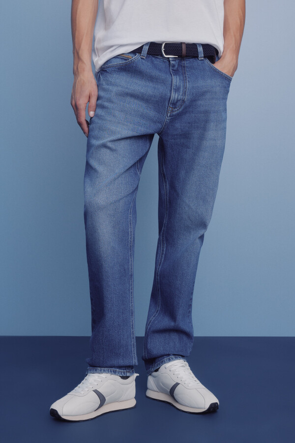 Springfield Pantalón chino microestampado slim fit azulado