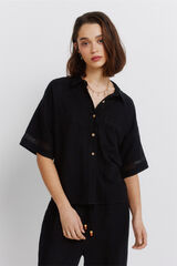 Springfield Camisa manga corta de encaje negro