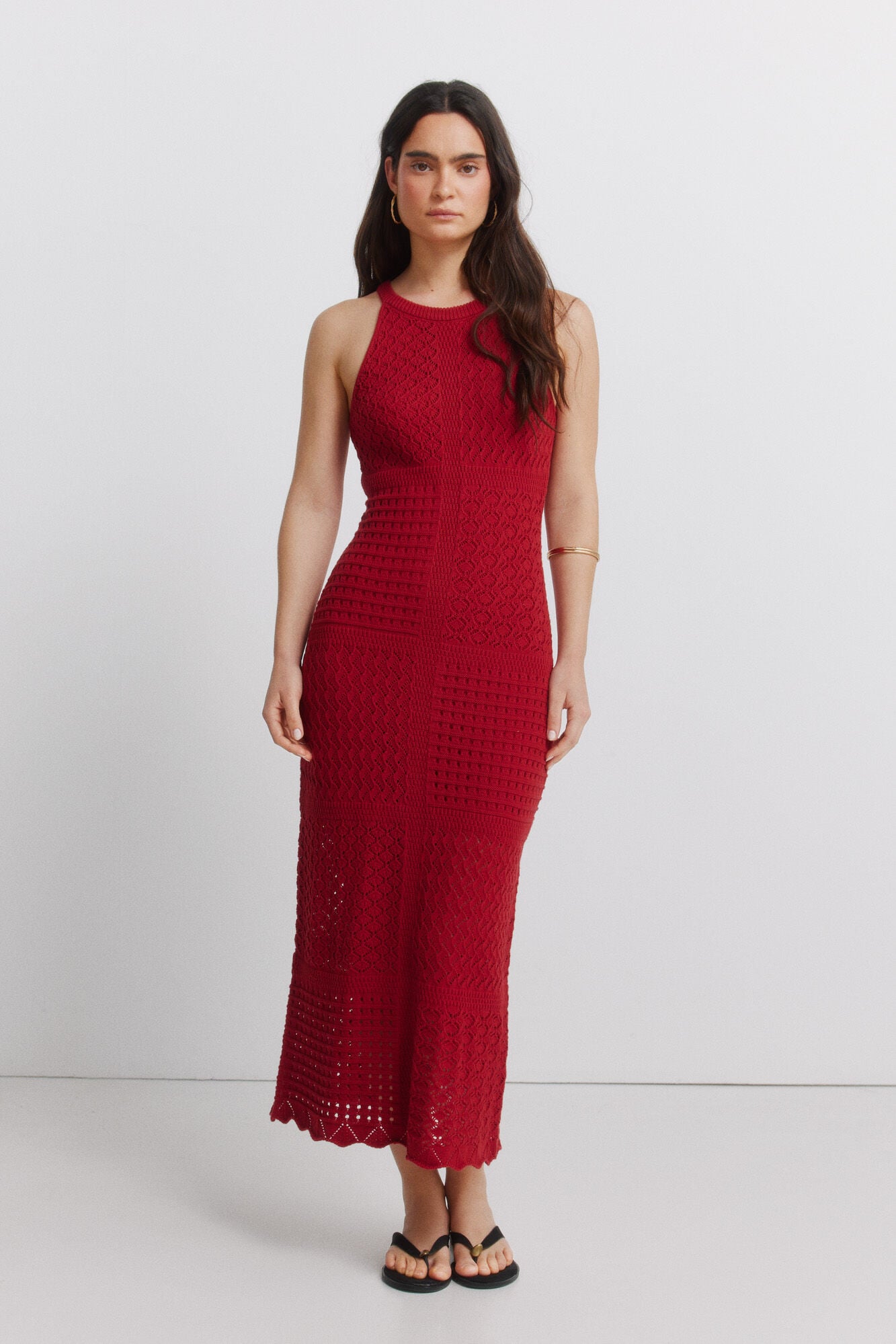 Springfield Vestido halter de punto rojo
