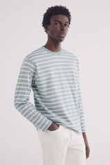Springfield Playera manga larga raya tejida azul