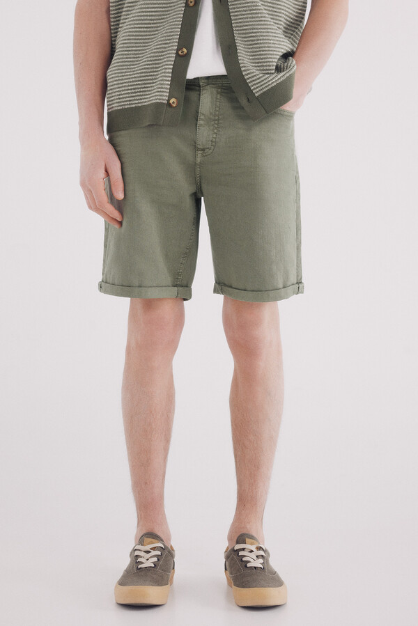 Springfield Bermuda color lavada slim fit kaki
