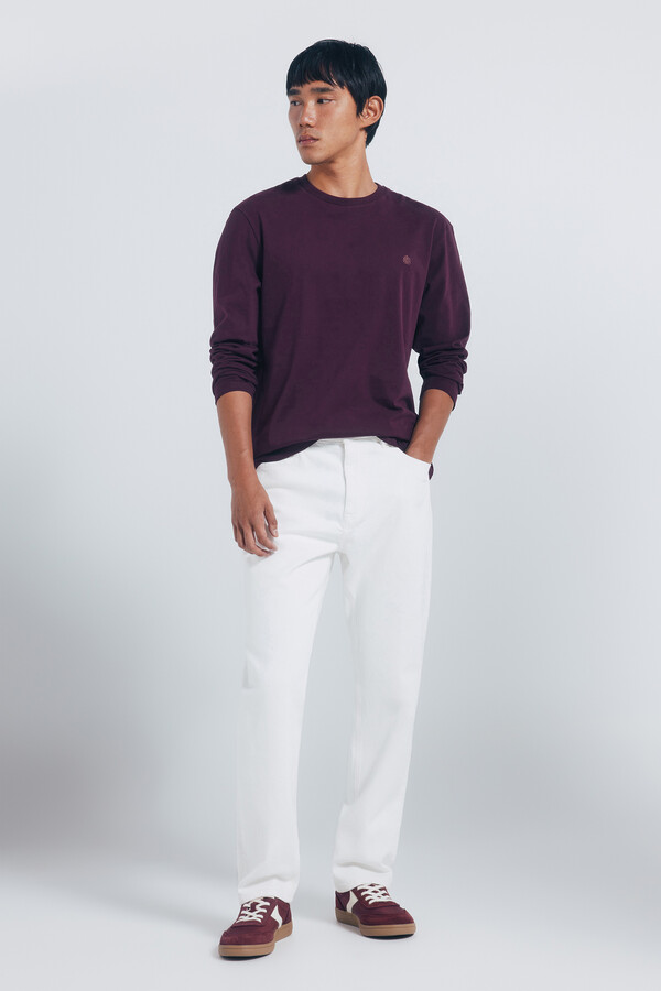 Springfield Playera básica de manga larga con acabado suave. púrpura