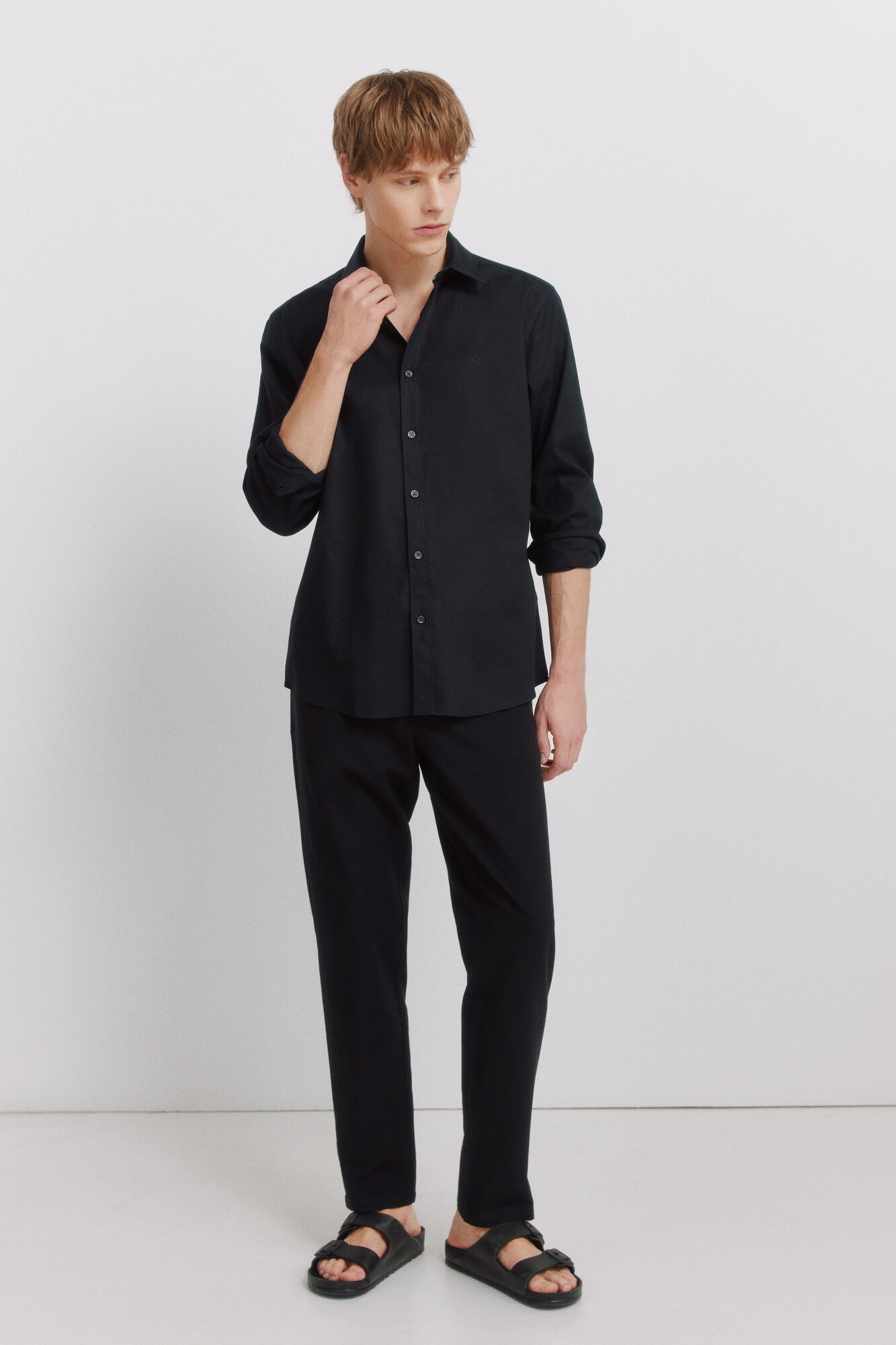 Springfield Camisa de lino negro