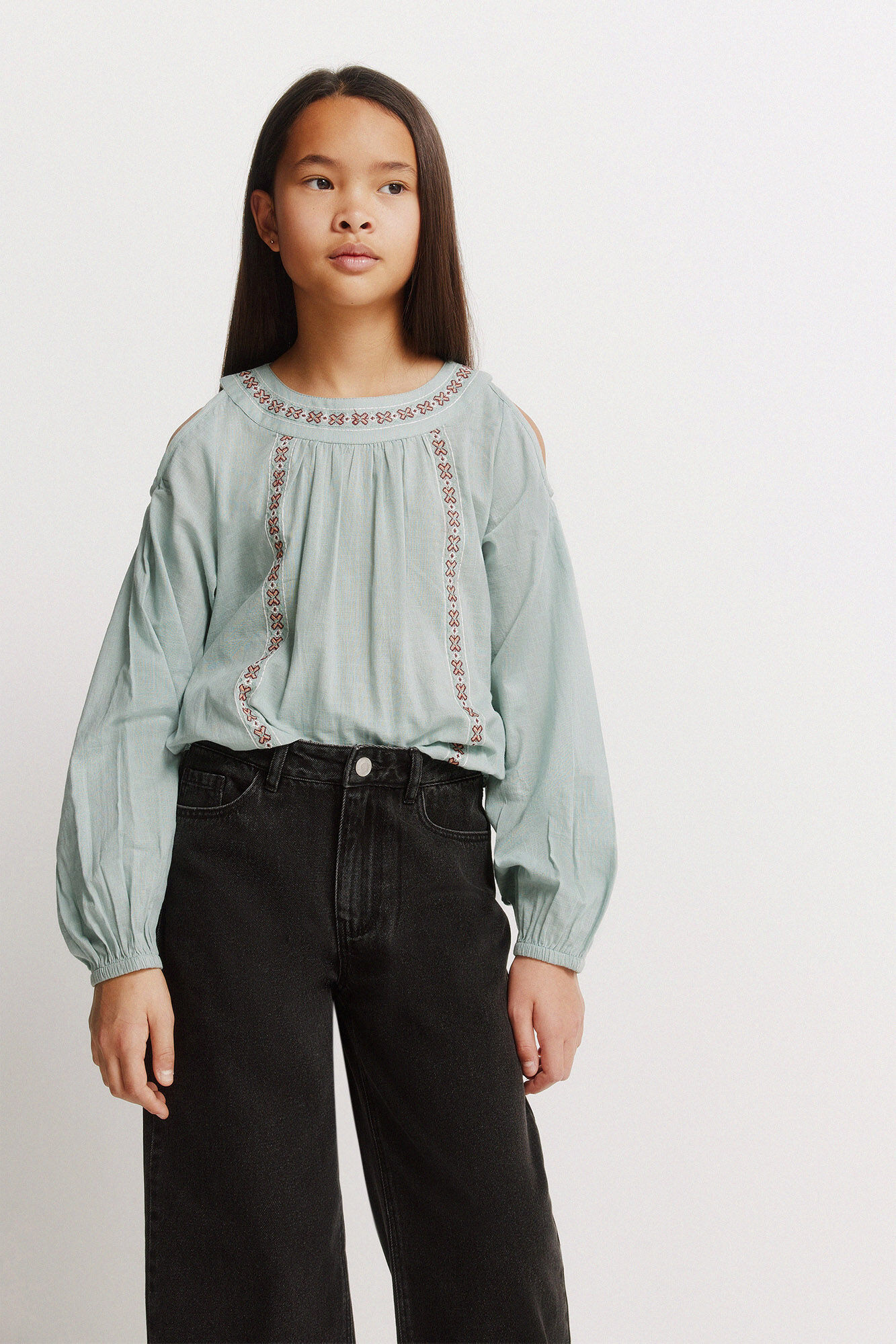 Springfield Kids Jeans de pierna ancha para ni&ntilde;a gris