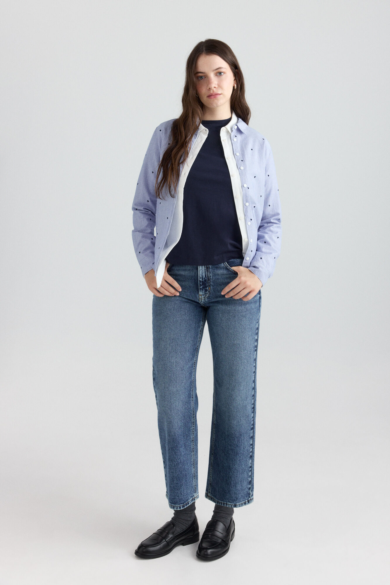 Springfield Camisa con bordado azul