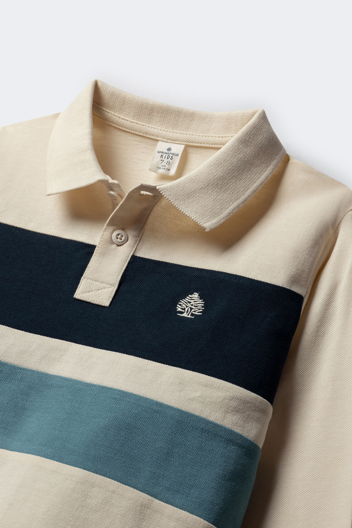 Springfield Kids Polo manga larga detalle rayas ni&ntilde;o blanco