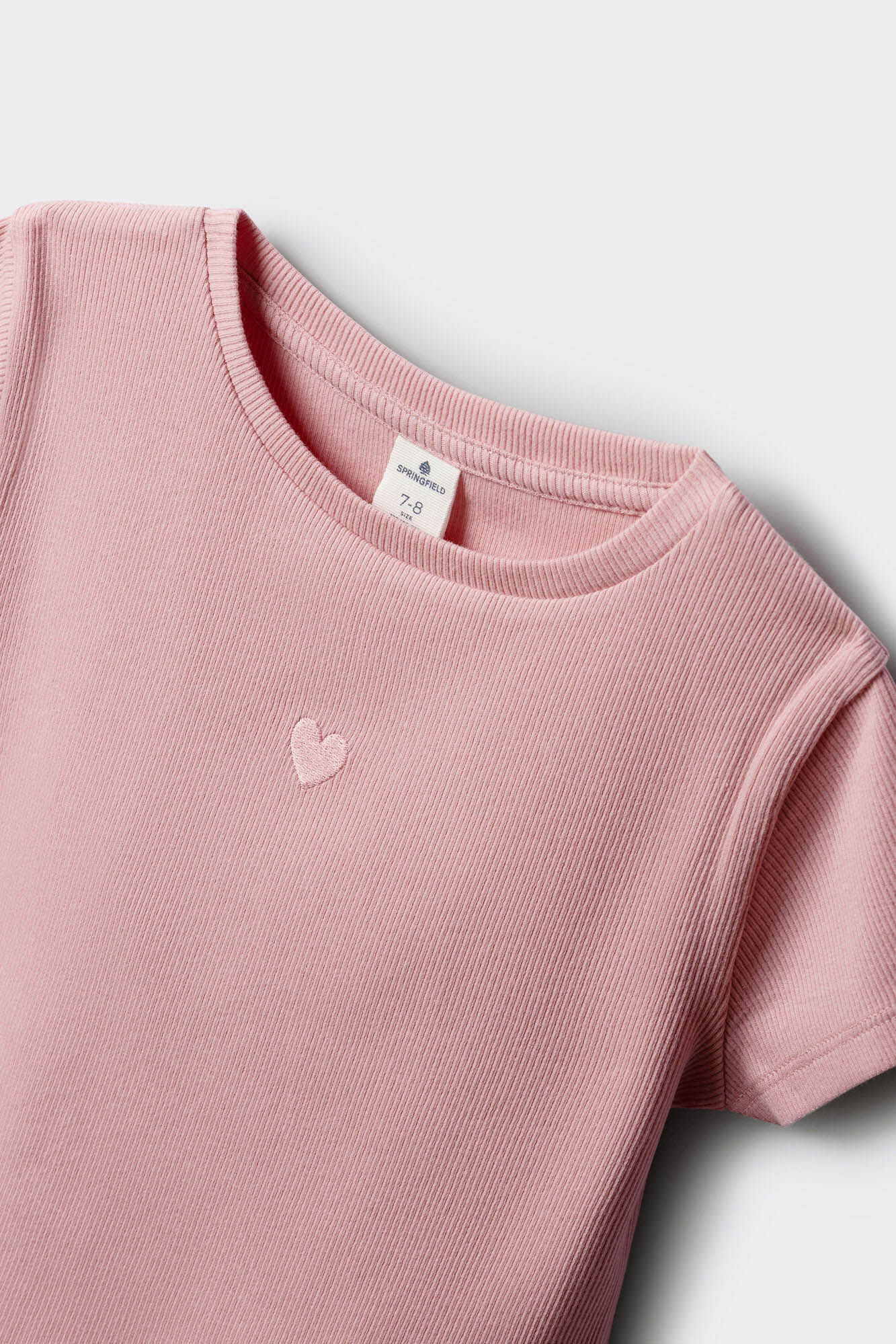 Springfield Kids Playera de manga corta acanalada para ni&ntilde;a rosa