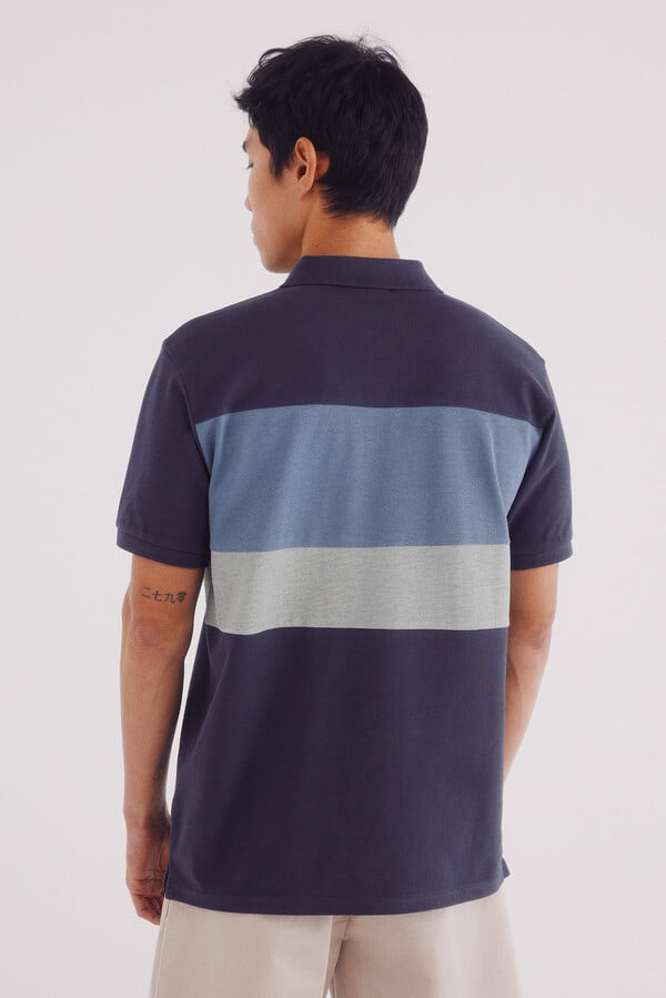Springfield Polo piqué bloques color regular fit azul