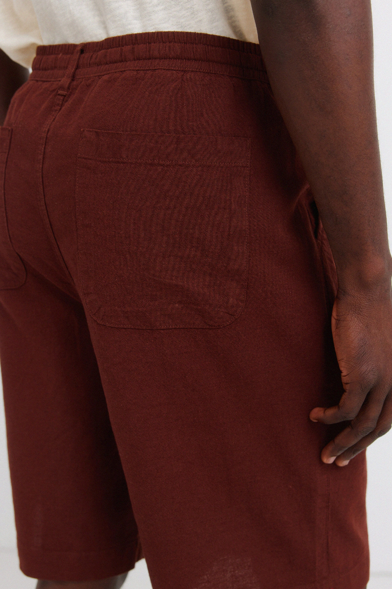 Springfield Bermudas de lino relaxed fit naranja