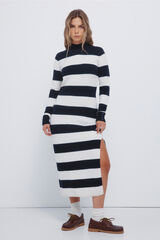 Springfield Vestido midi a rayas tejido Kodak marino