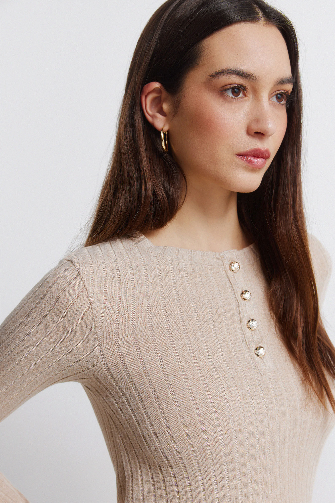 Springfield Playera con cuello de botones acanalados