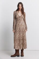 Springfield Vestido midi estampado caf&eacute;