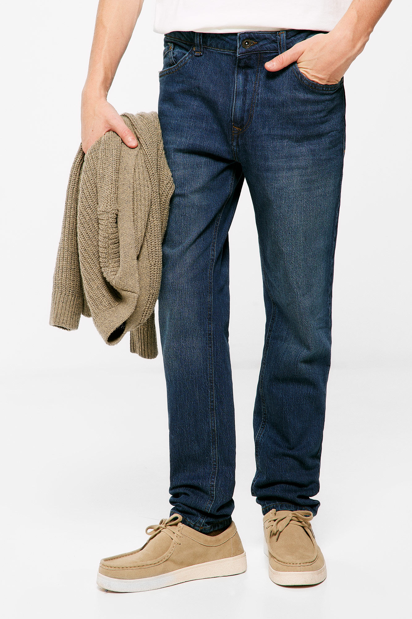 Springfield Jeans regulares lavado oscuro ensuciado turquesa