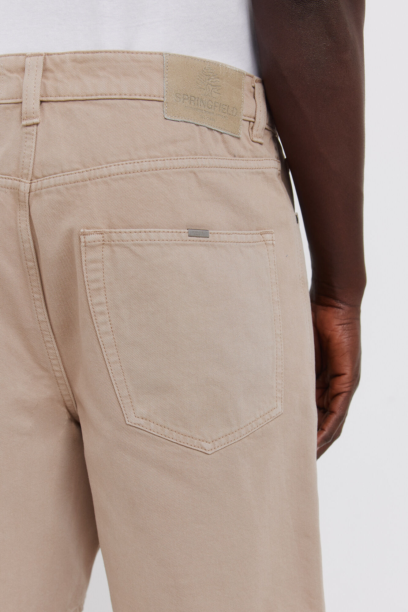 Springfield Bermudas de 5 bolsillos lavado straight fit beige