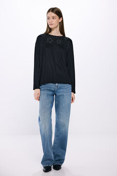 Springfield Playera estrellas tachuelas cristales negro