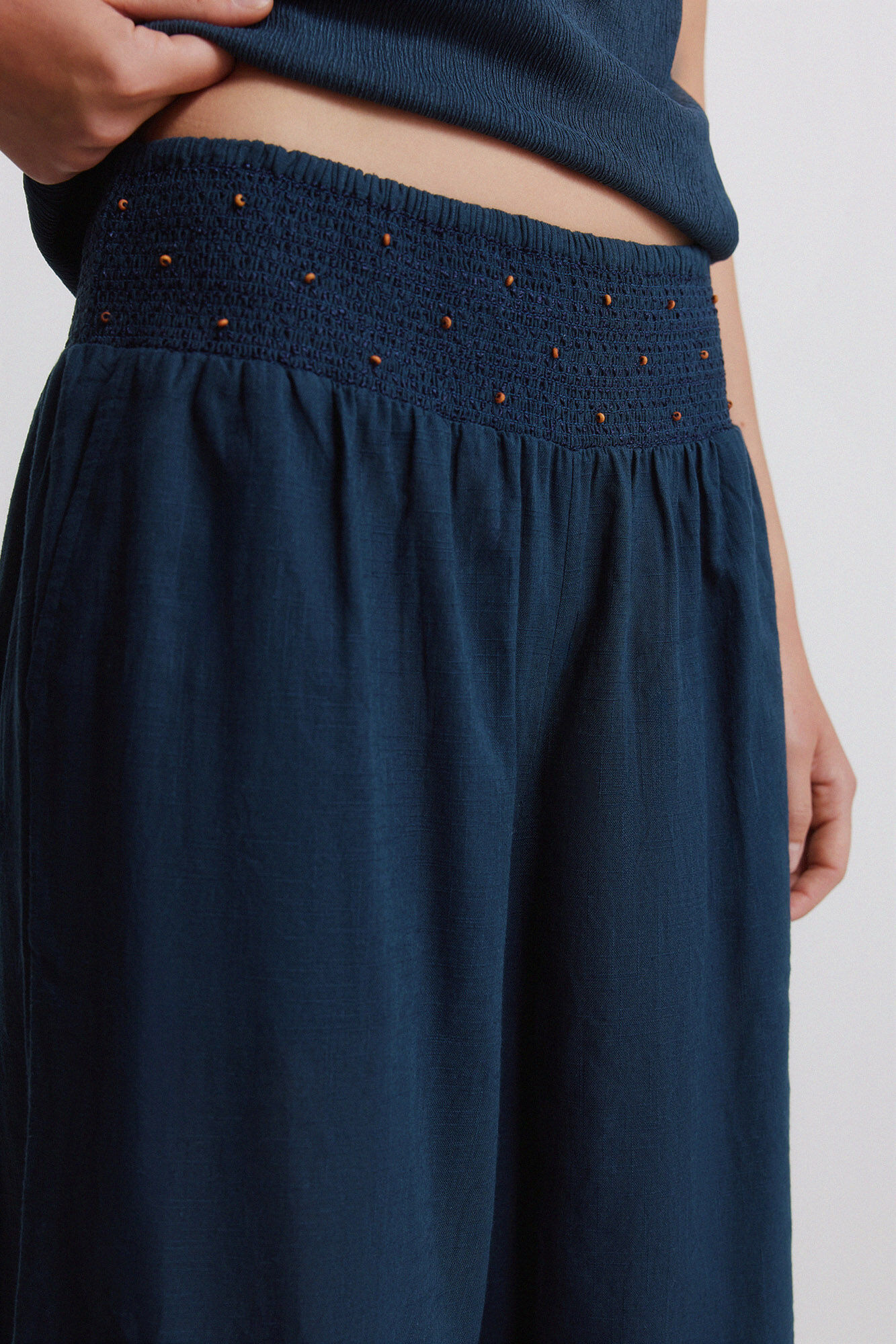 Springfield Pantal&oacute;n ancho de algod&oacute;n azul