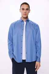 Springfield Camisa dobby azul tinta