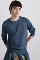 Springfield Playera manga larga doble cuello de rayas azul
