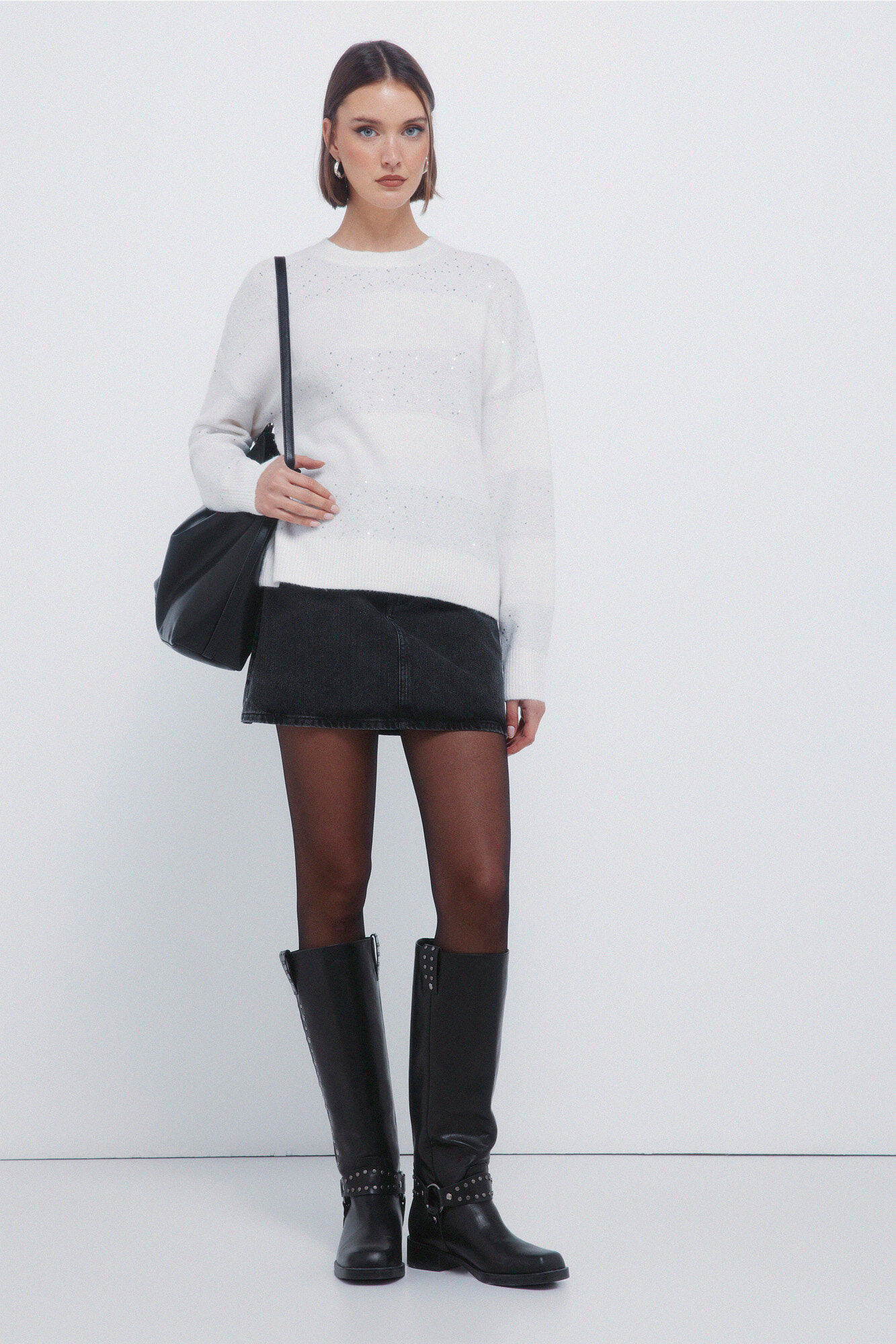 Springfield Jersey de rayas con lentejuelas caf&eacute;