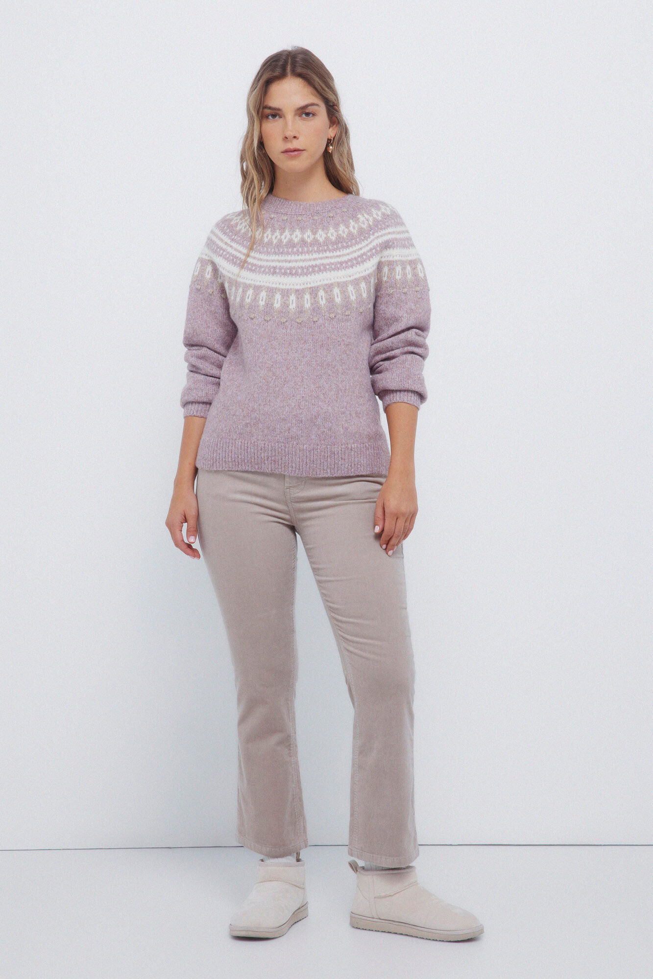 Springfield Jersey con cenefas de jacquard morado/lila