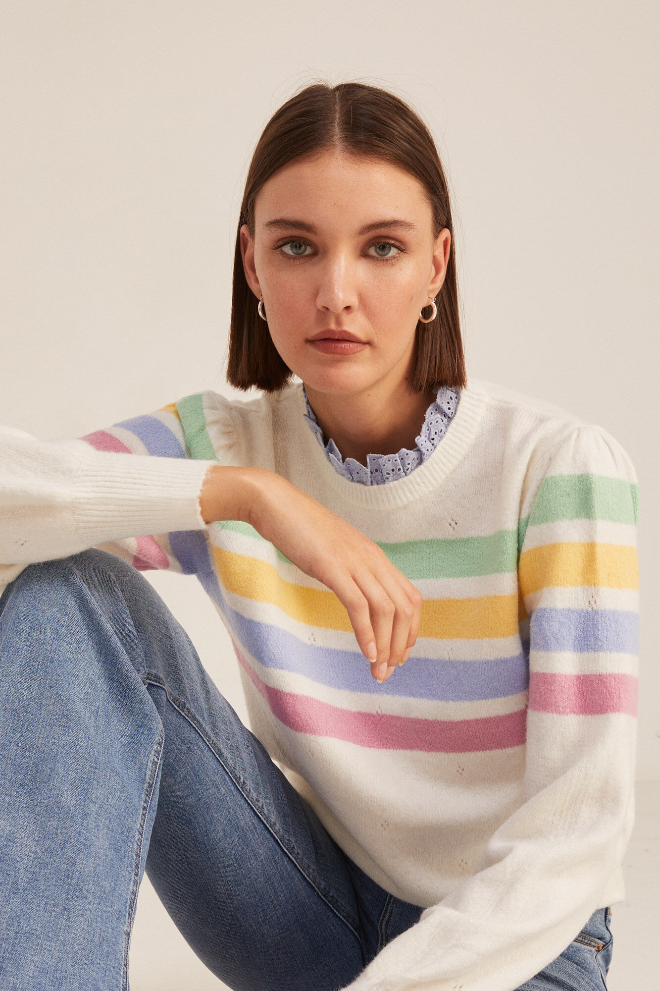 Sueter Rayas Cuello Camisero Sueteres y cardigans de mujer Springfield MX