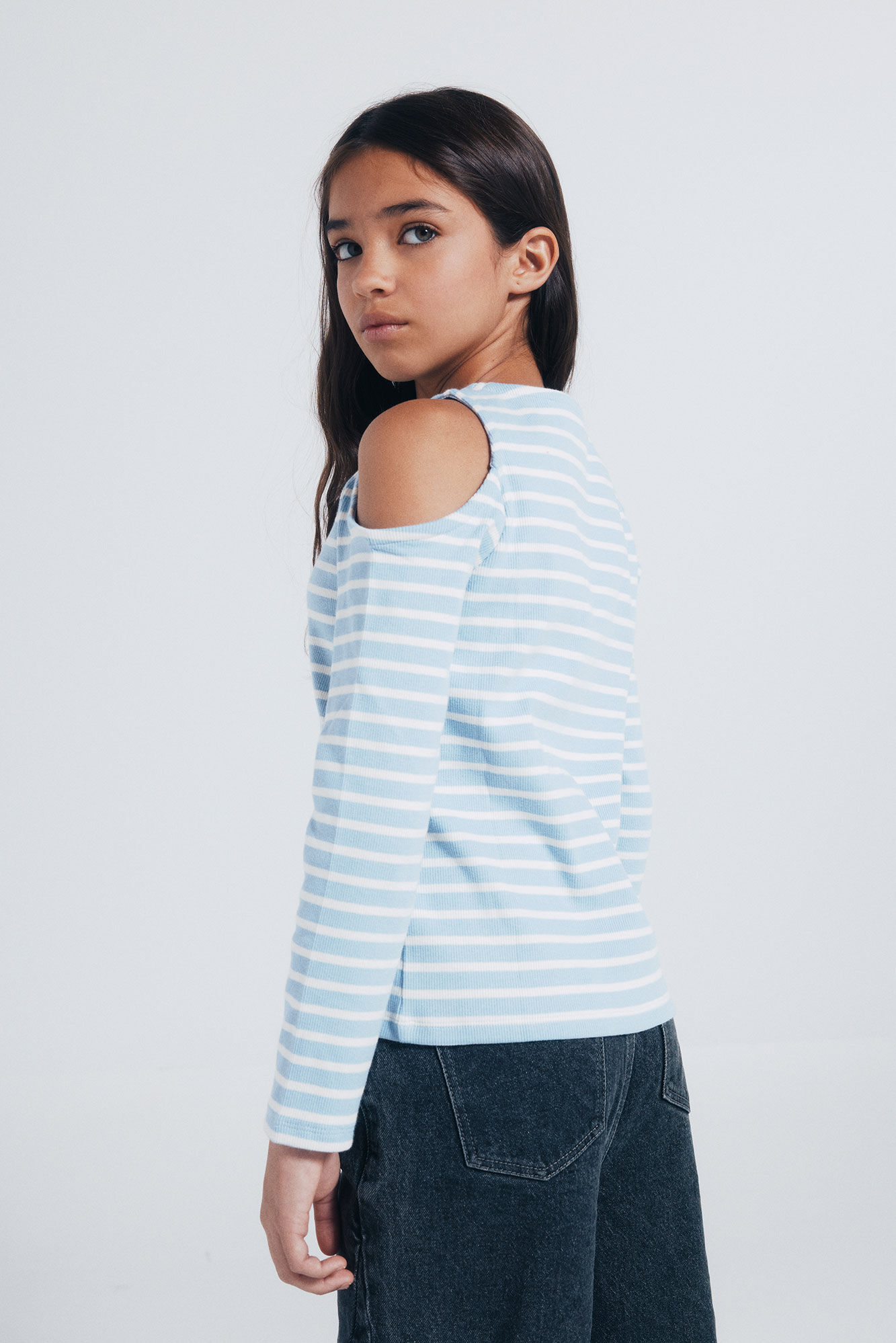 Springfield Kids Playera rib hombros descubiertos ni&ntilde;a azul