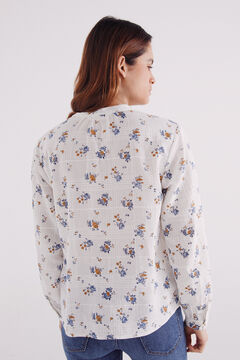 Springfield Blusa rústica algodón flores amarillo