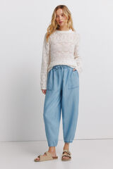 Springfield Pantal&oacute;n de mezclilla de Tencel con cintura el&aacute;stica azul