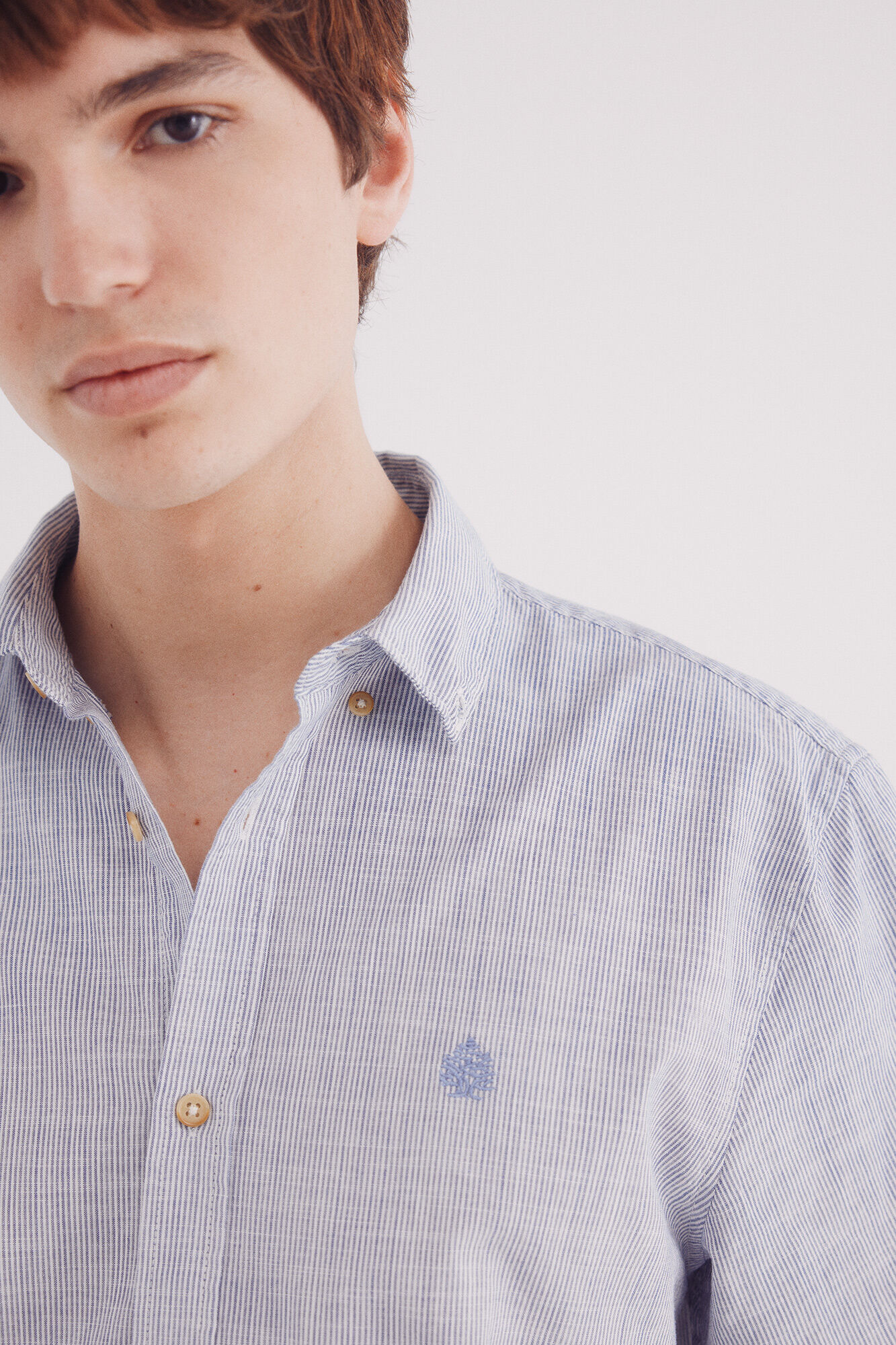 Springfield Camisa manga corta algod&oacute;n slub microrraya