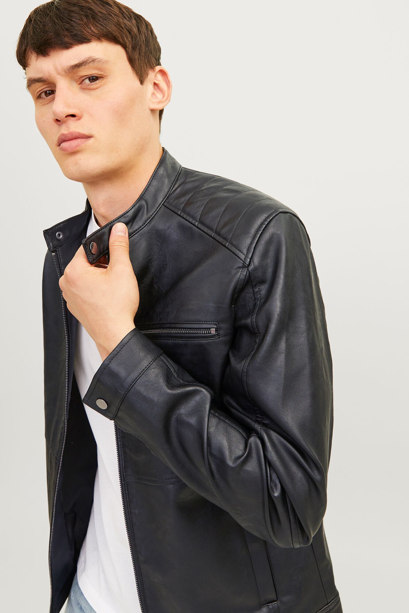 Jack & Jones Chamarra biker efecto piel