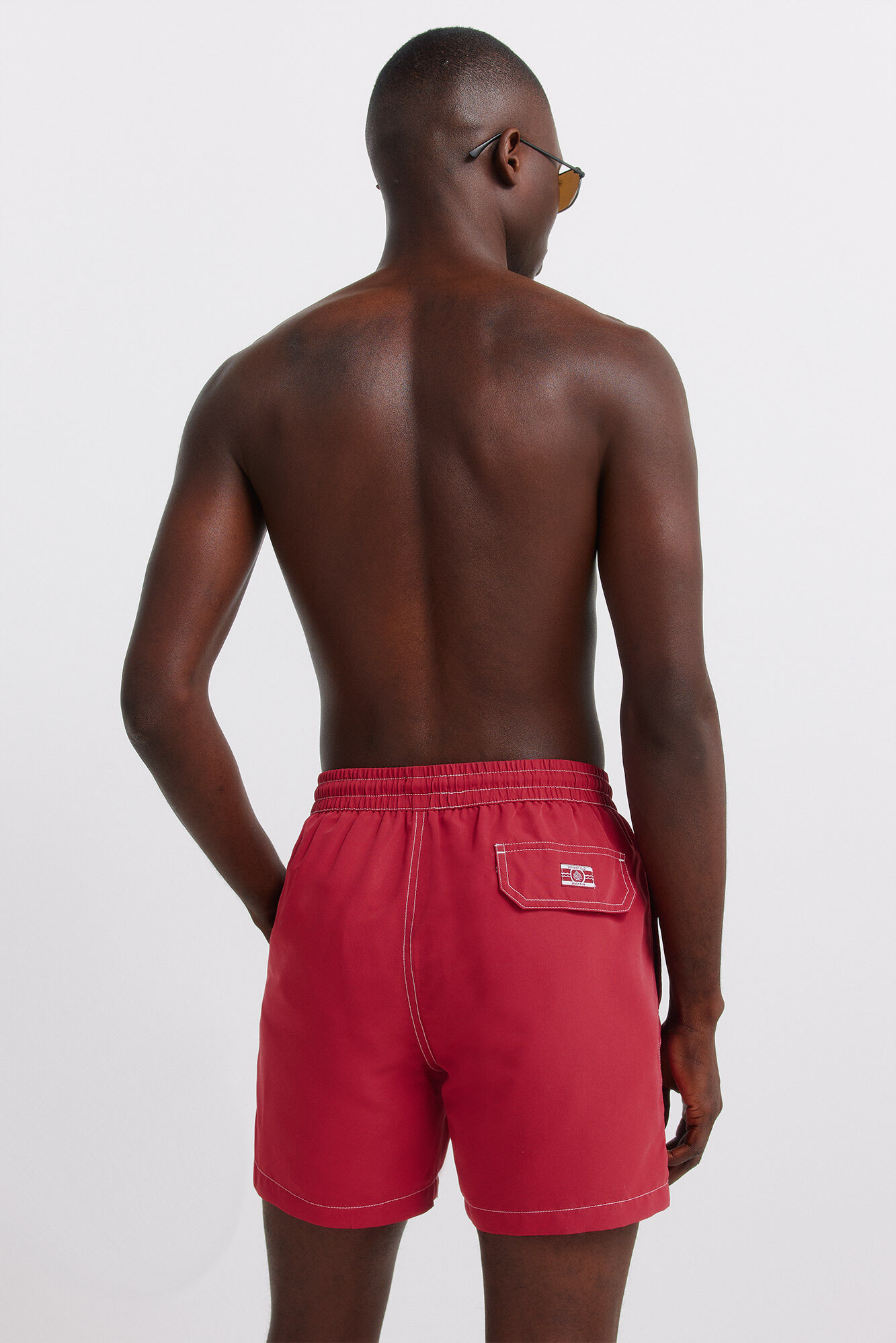 Springfield Traje de ba&ntilde;o liso con contrastes rojo