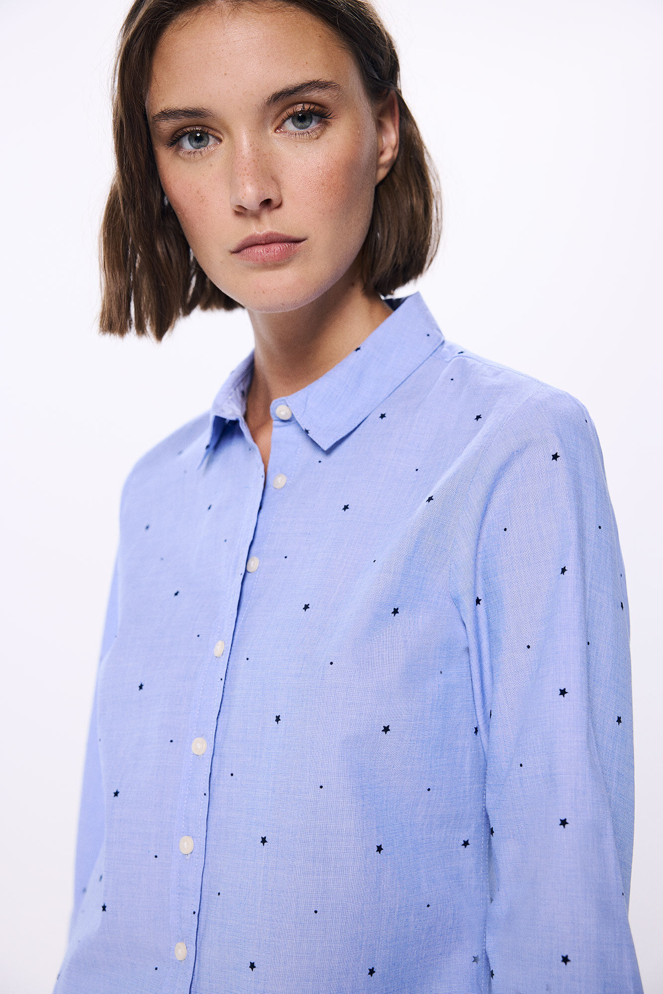 Springfield Camisa estrellas algod&oacute;n azul mezcla