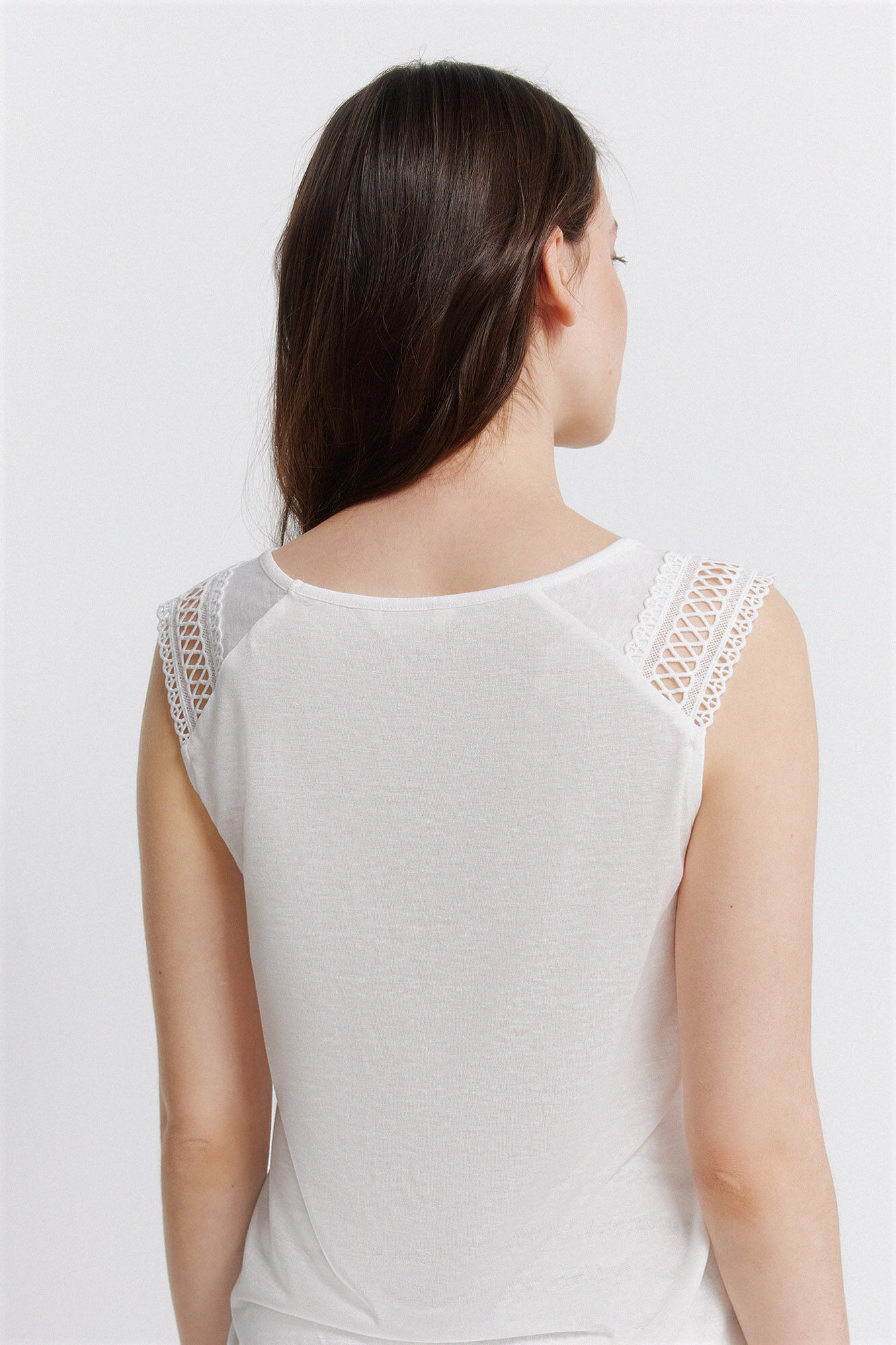 Springfield Playera sin mangas de crochet blanco