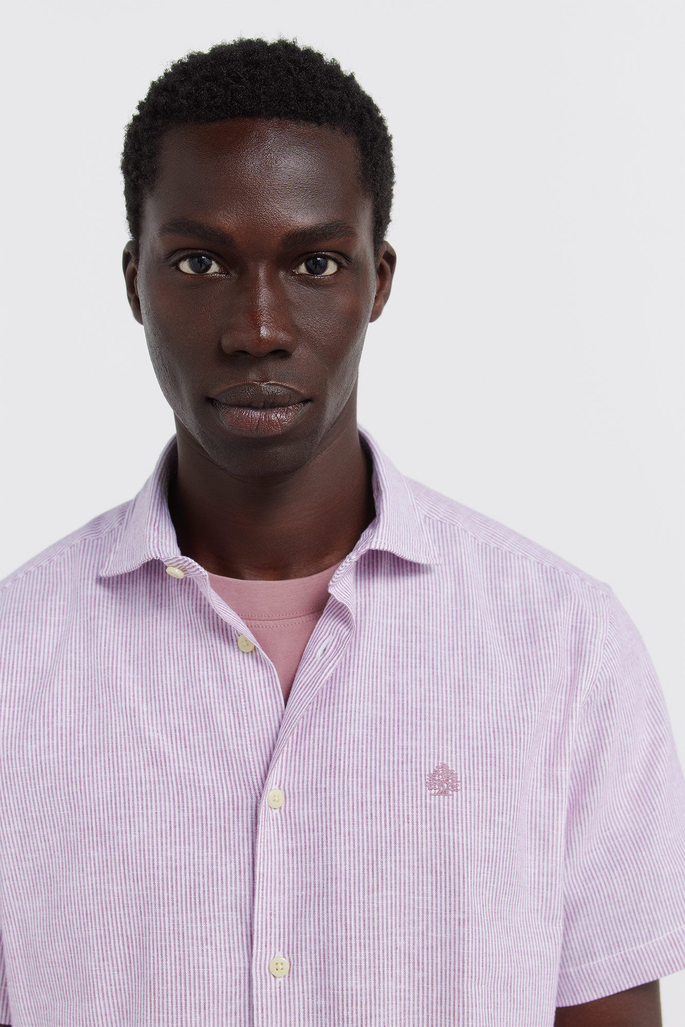 Springfield Camisa de manga corta de lino con micro rayas