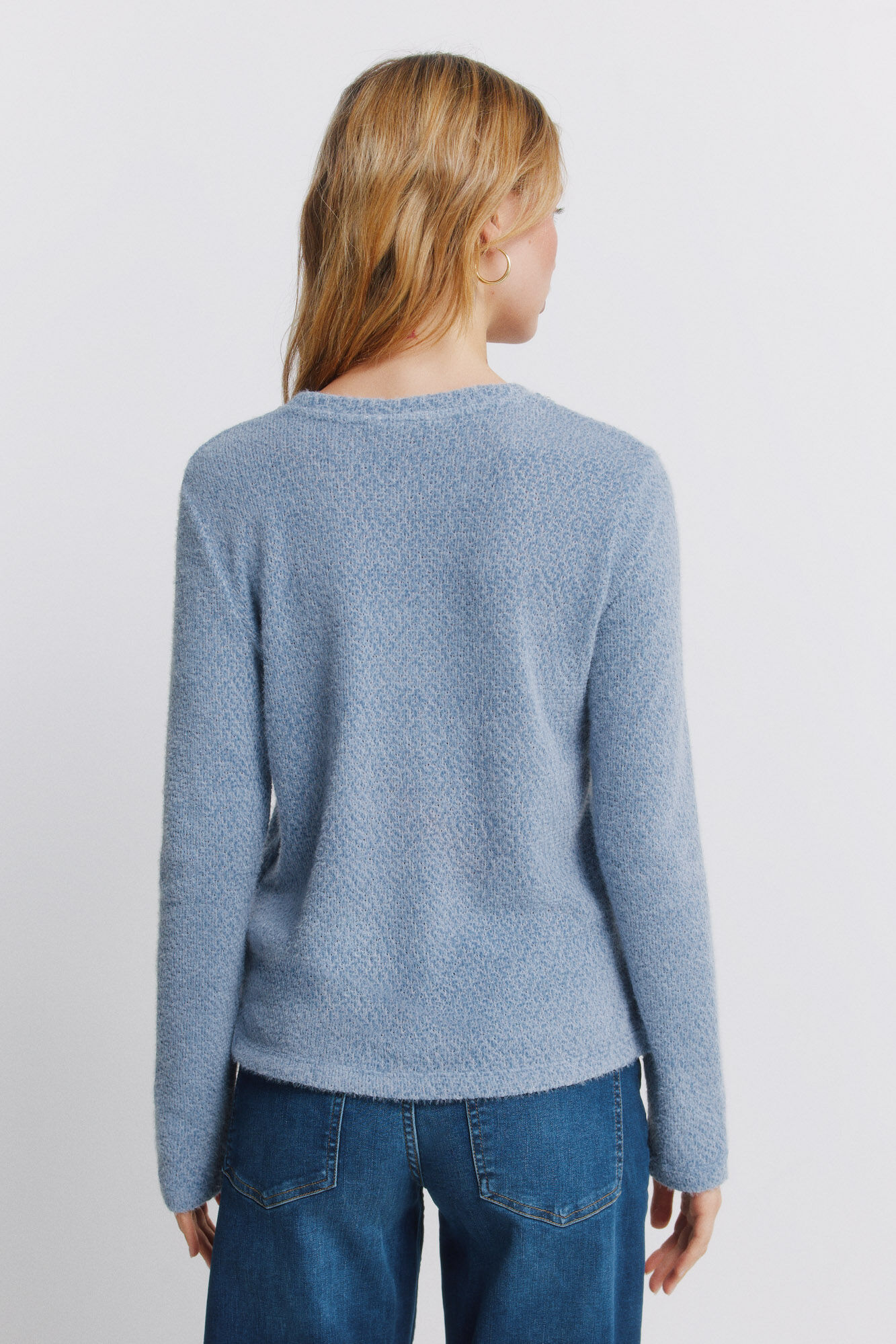 Springfield Playera chenilla cuello fantas&iacute;a azul indigo