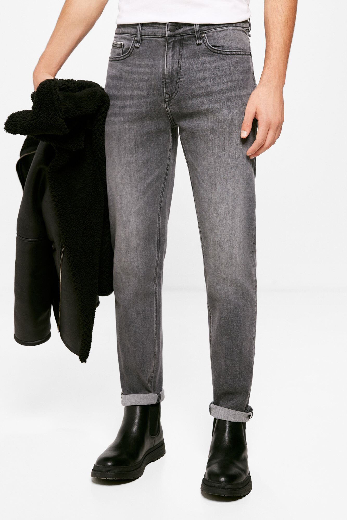 Pantalón gris mezclilla hombre new arrivals