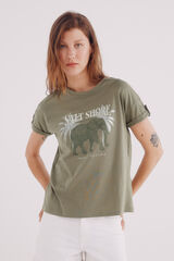 Springfield Playera gráfica manga botón verde