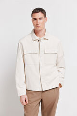 Springfield Sobrecamisa overshirt de lino y algod&oacute;n blanco