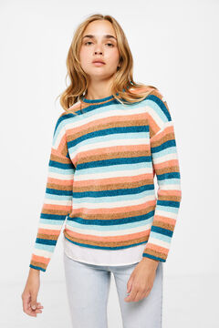 Springfield Playera Chenilla Raya Multicolor beige