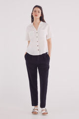 Springfield Pantalón pinzas cinturón lino negro