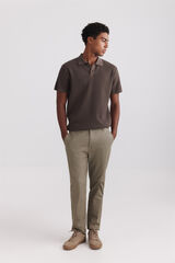 Springfield Pantal&oacute;n chino microestampado slim fit caf&eacute;