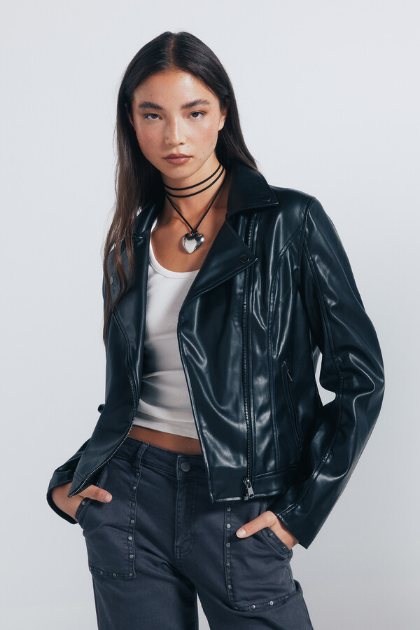 Springfield Chamarra motera  negro