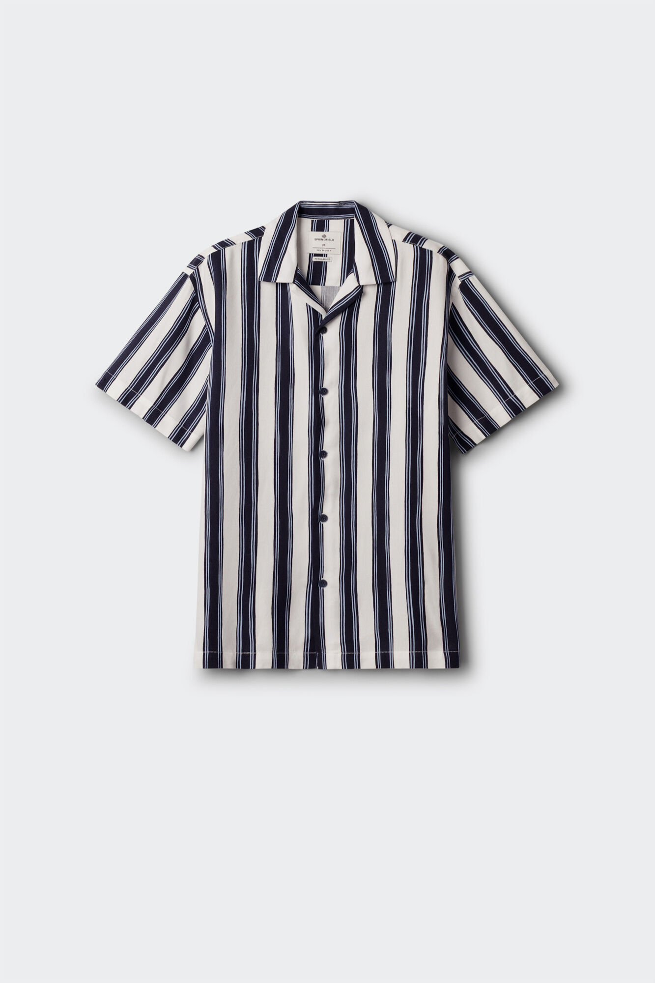 Springfield Camisa de manga corta de viscosa a rayas azulado
