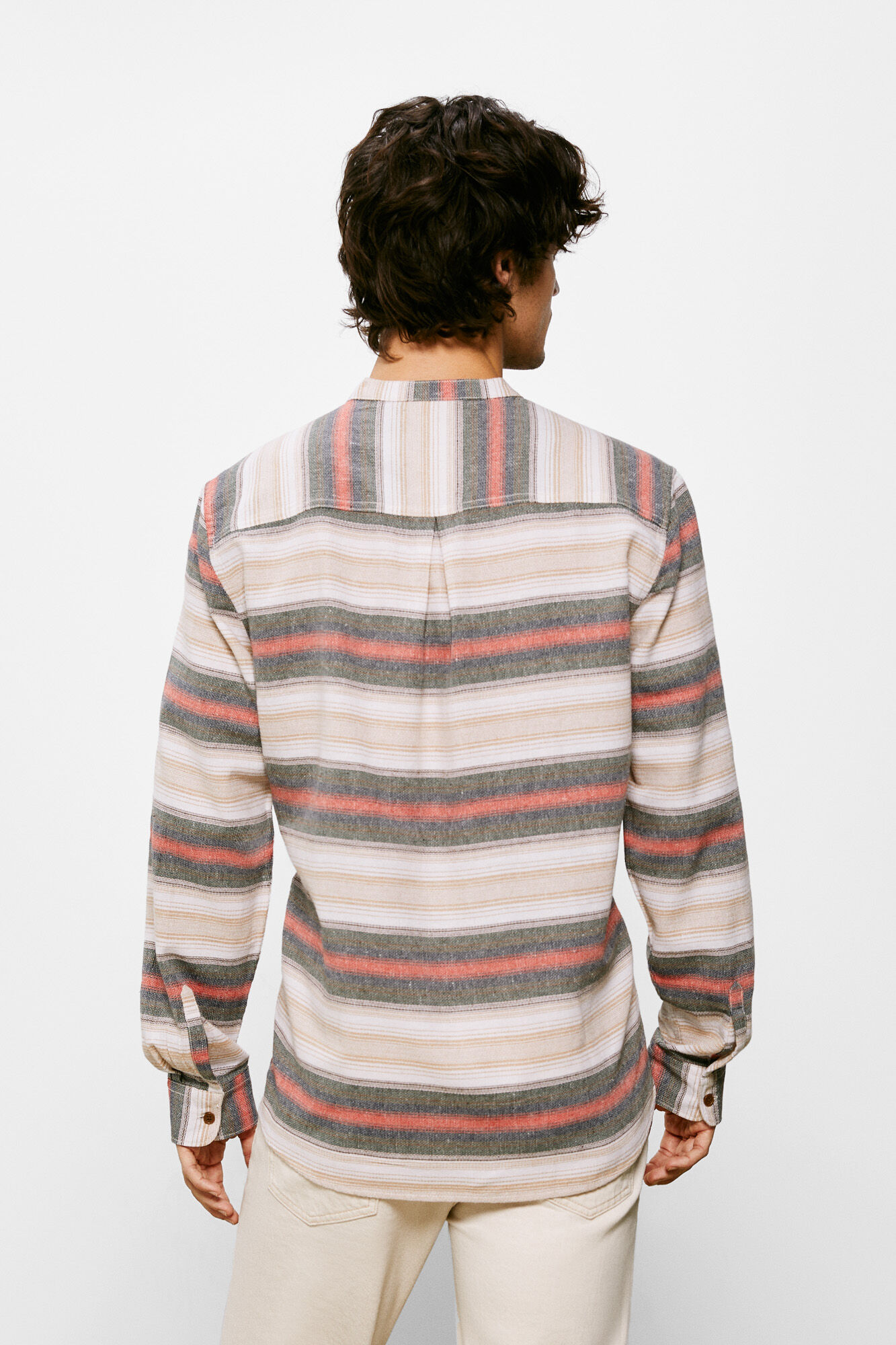 Springfield Camisa rayas horizontales beige