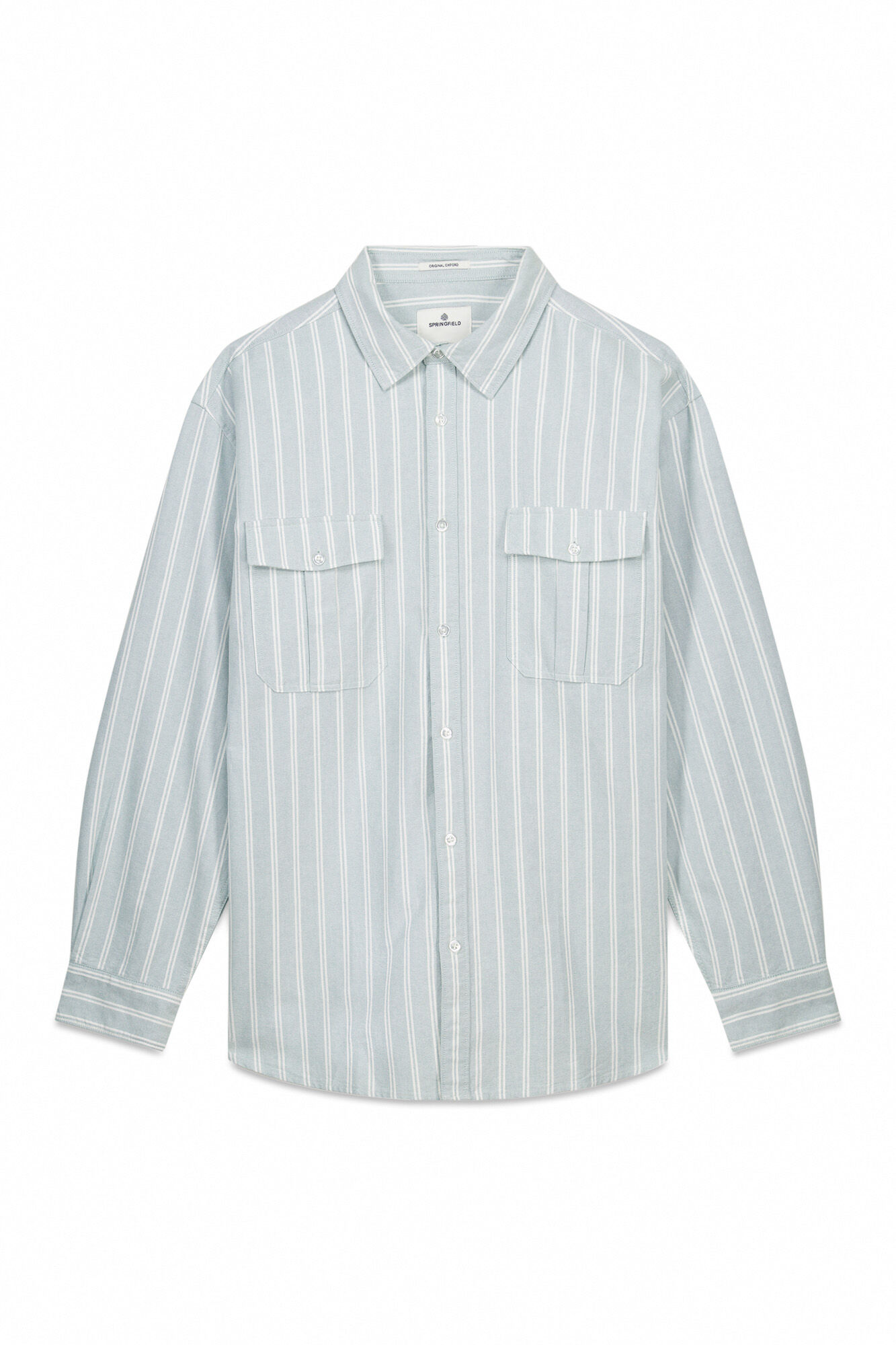 Springfield Camisa Oxford de rayas con bolsillos verde